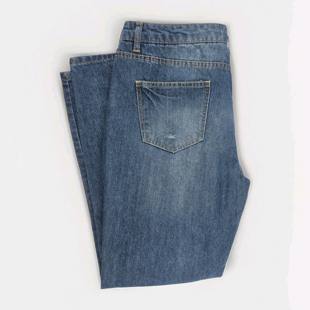 Life in Progress Womens Distressed Boyfriend Jeans Blue Wash Size 30